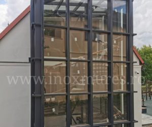 Scara interioara din fier, structura din metal perete cortina si balustrada exterioara din fier Saliste, Sibiu 2025